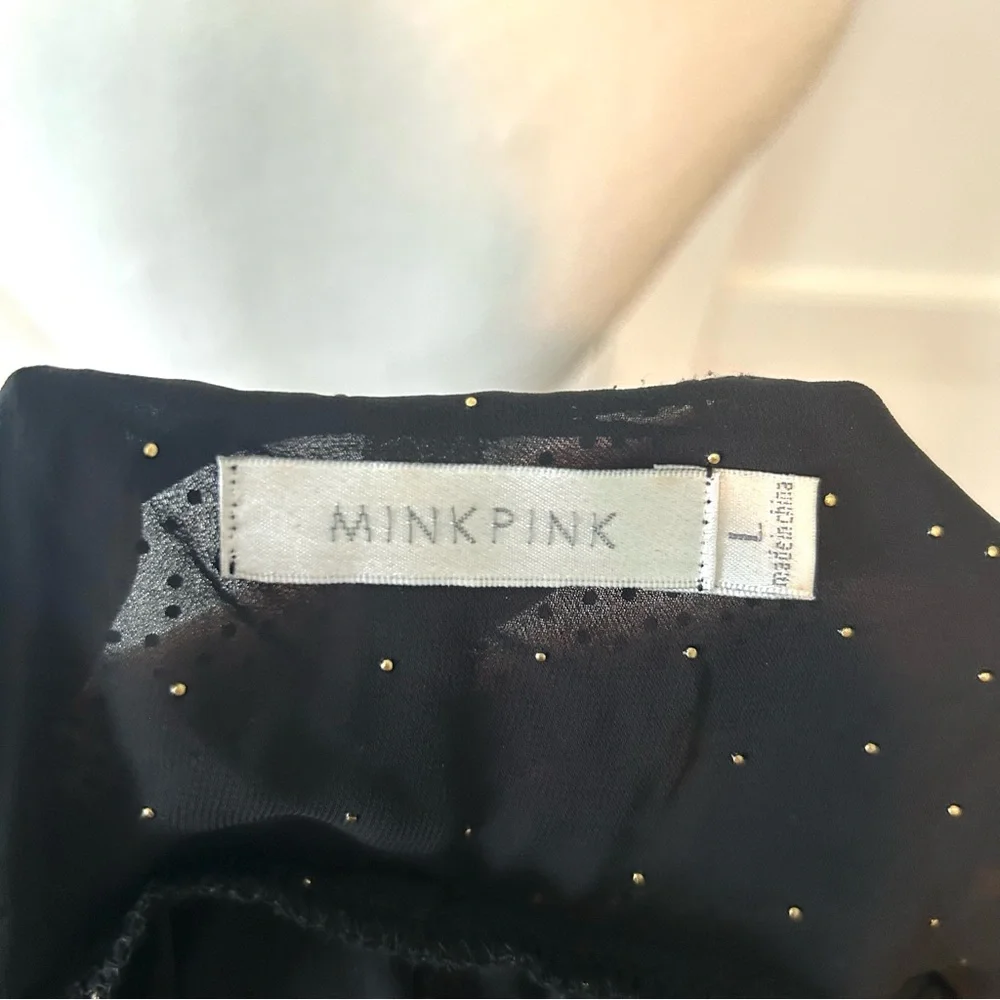 Minkpink Women's Black Gold Beaded Sheer‎ Kimono Top in Size L